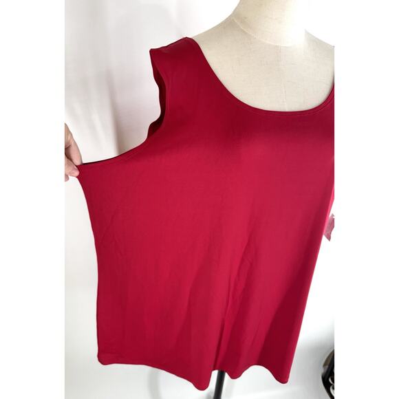 CJ Banks Size 3X Red Tank knit top sleeveless New Classic Basic Layer Blouse - Picture 2 of 8